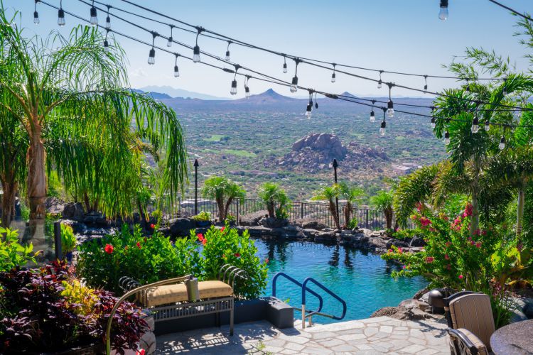patio lights over pool