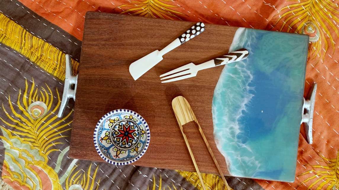 hidden gem resin charcuterie board