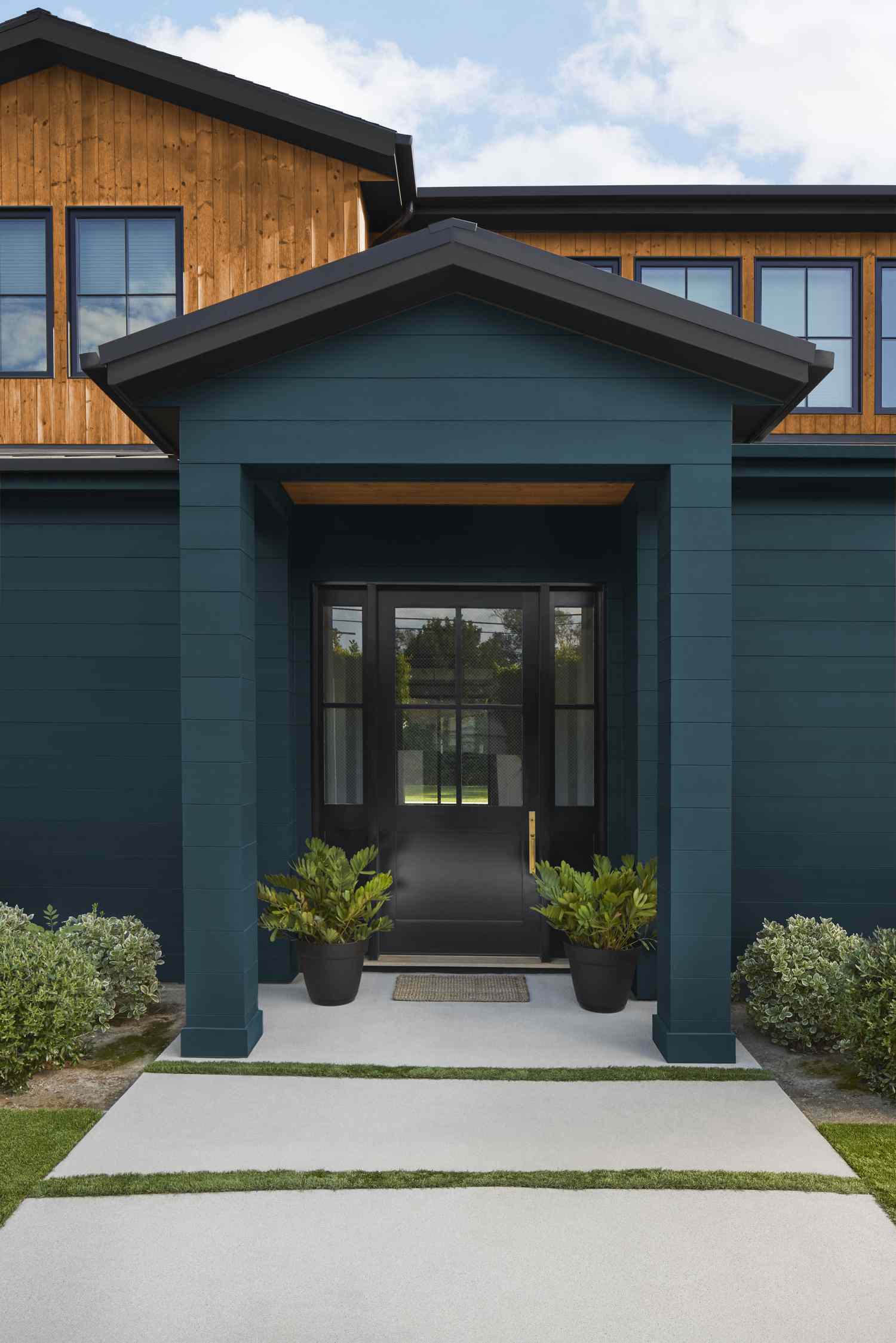 Home entrance painted dark blue