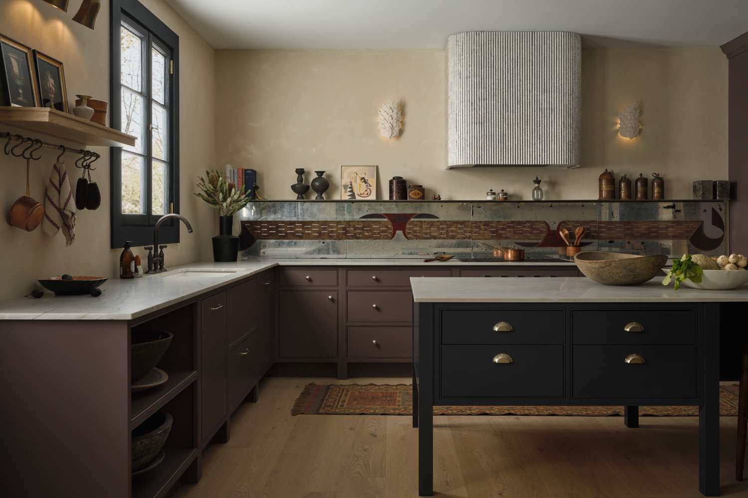 a neutral kitchen with brown cabinets
