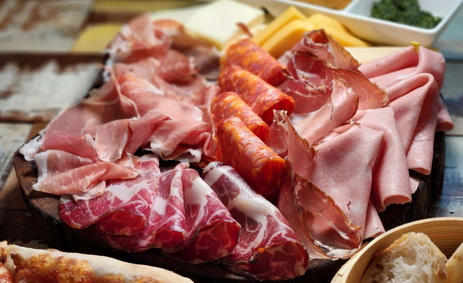 Antipasto arranged on a platter