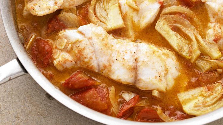 braised fish with fennel and tomato
