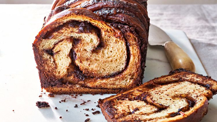 chocolate-cinnamon swirl bread sliced
