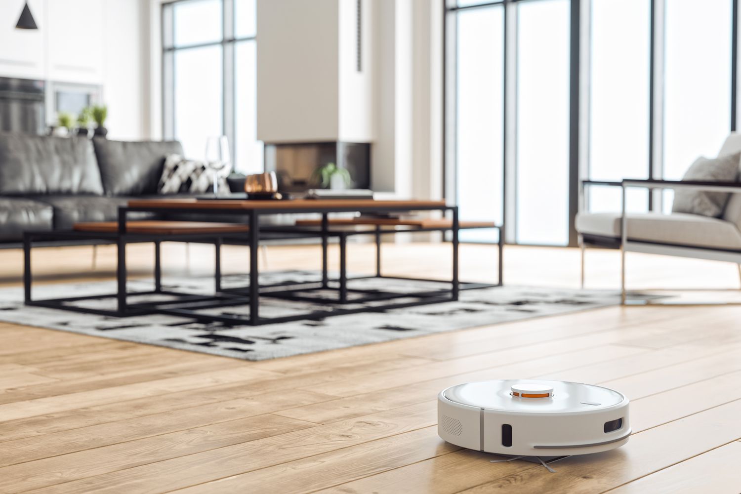Robot vacuum in living room