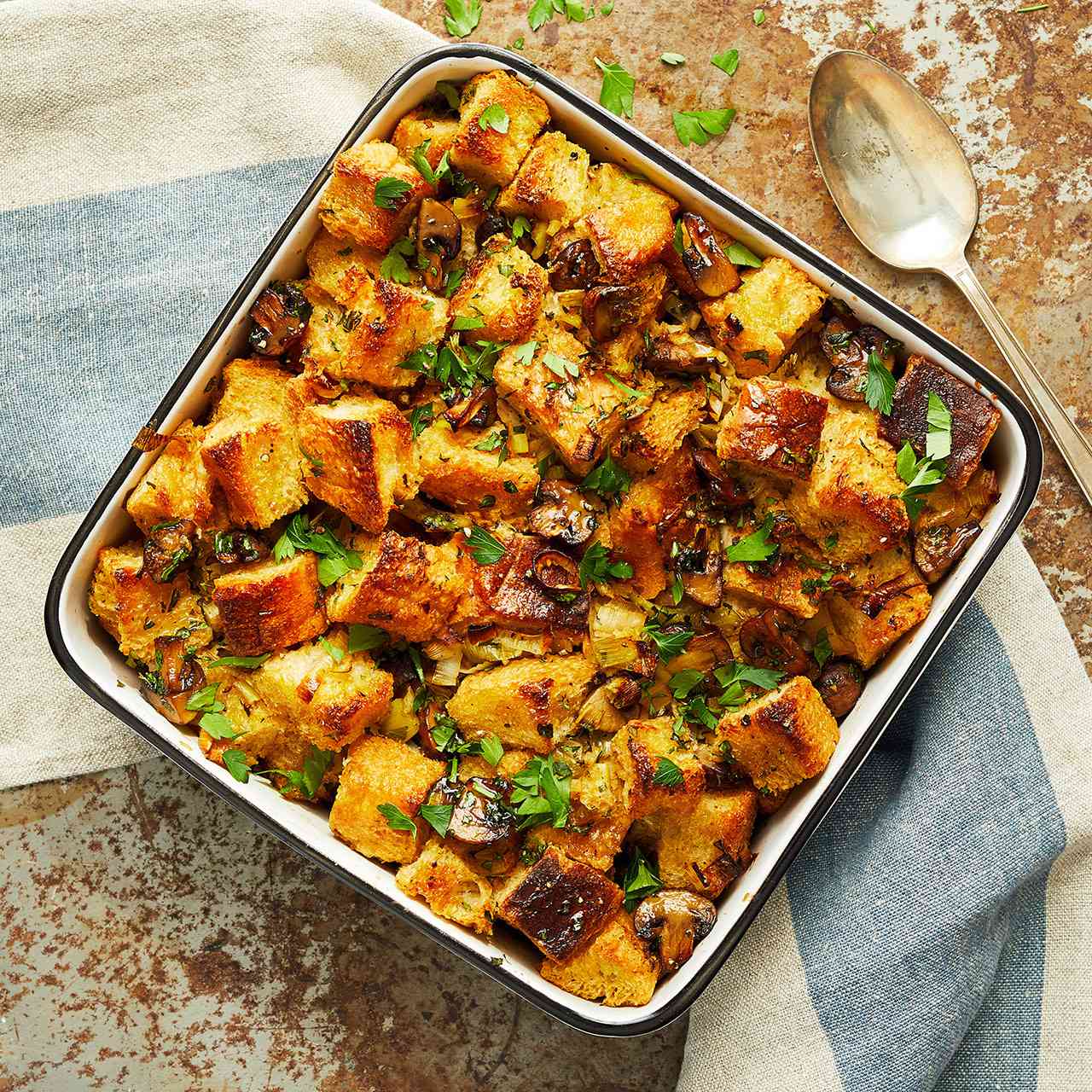 vegan stuffing in casserole dish