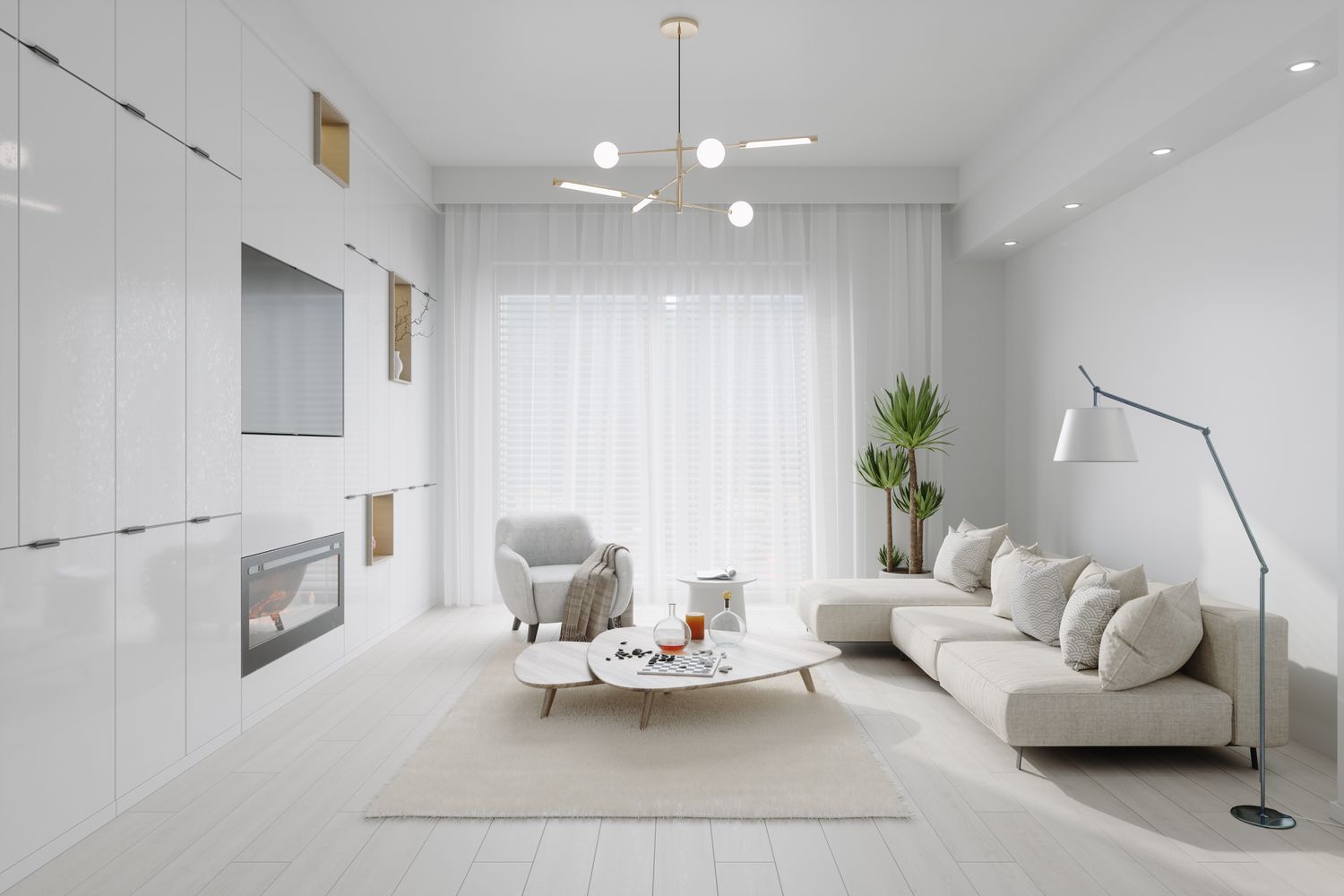 A white living room 
