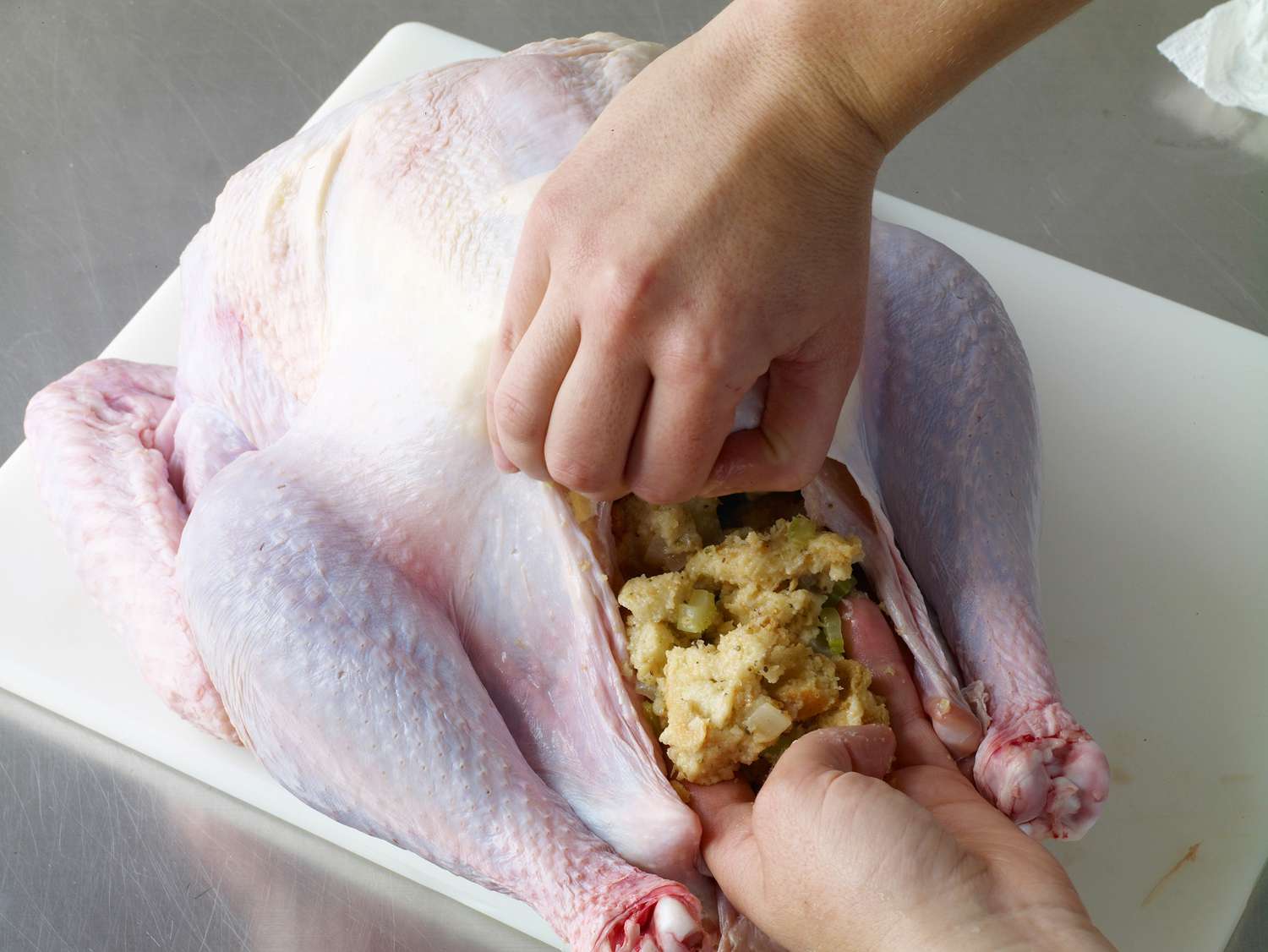turkey prep stuffing back cavity