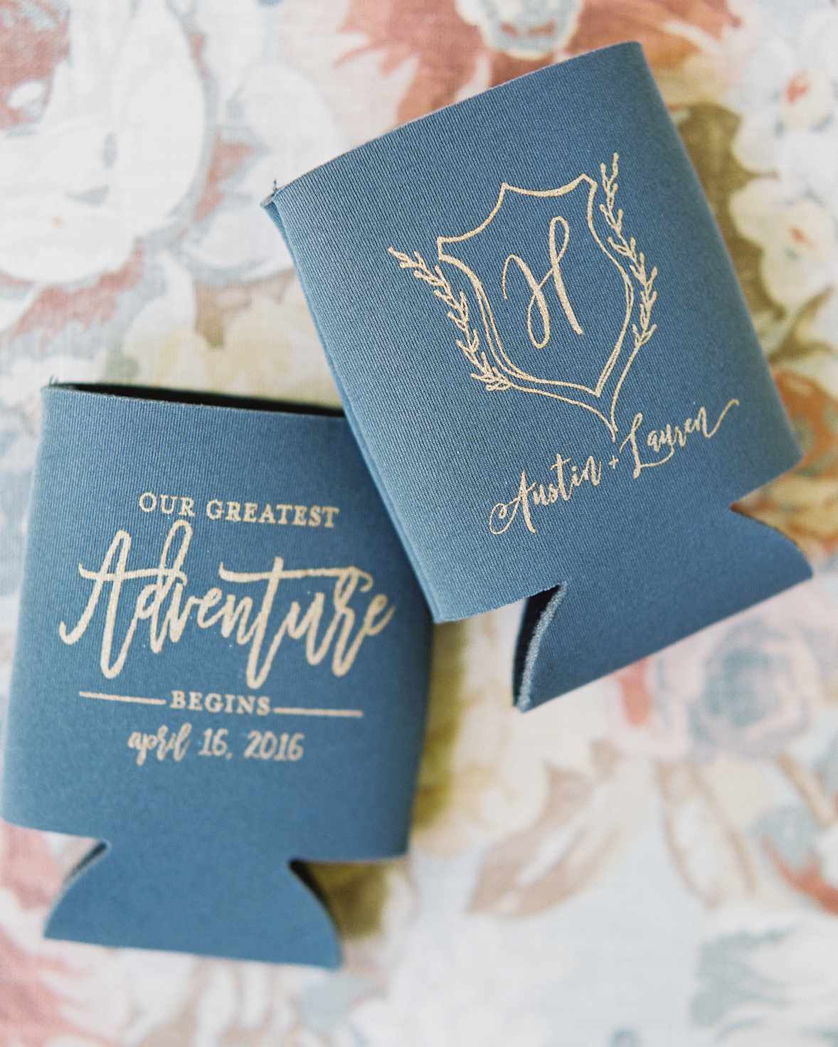 wedding after party monogramed koozies