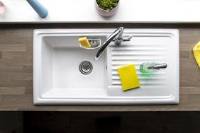 Above shot of clean kitchen sink