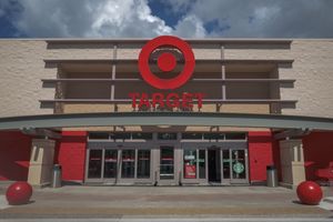 The facade of a Target store showing the company logo and entrance with automatic sliding doors