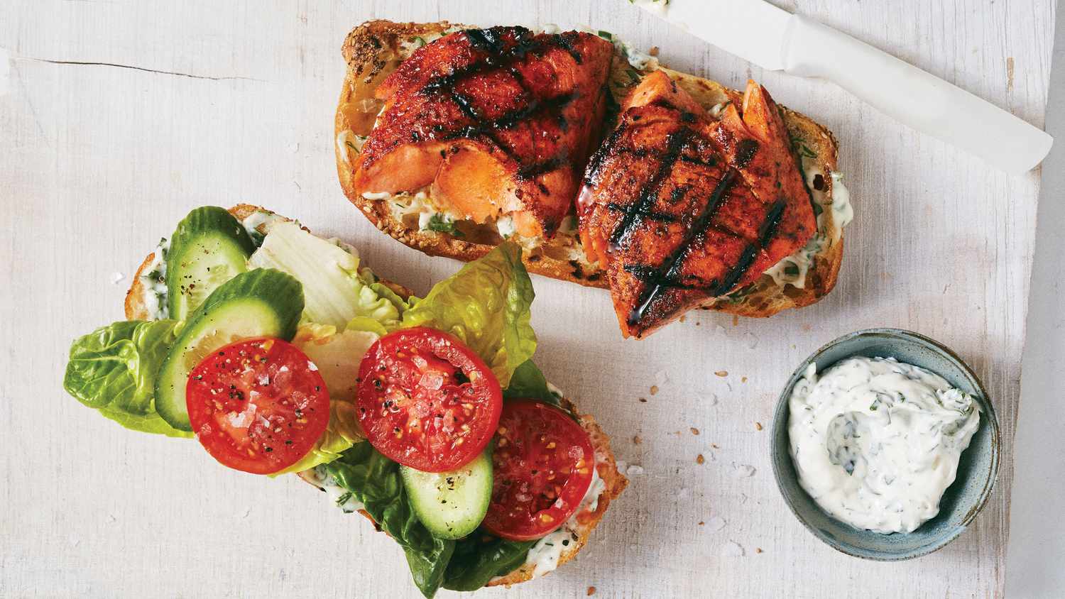 grilled salmon club sandwich