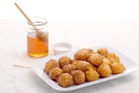corn fritters with honey