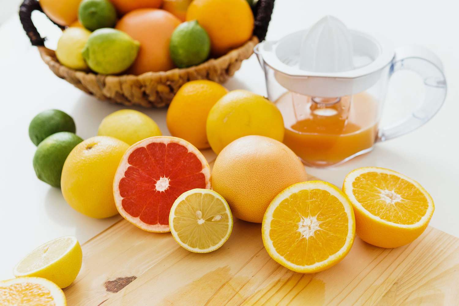 citrus fruits on cutting board