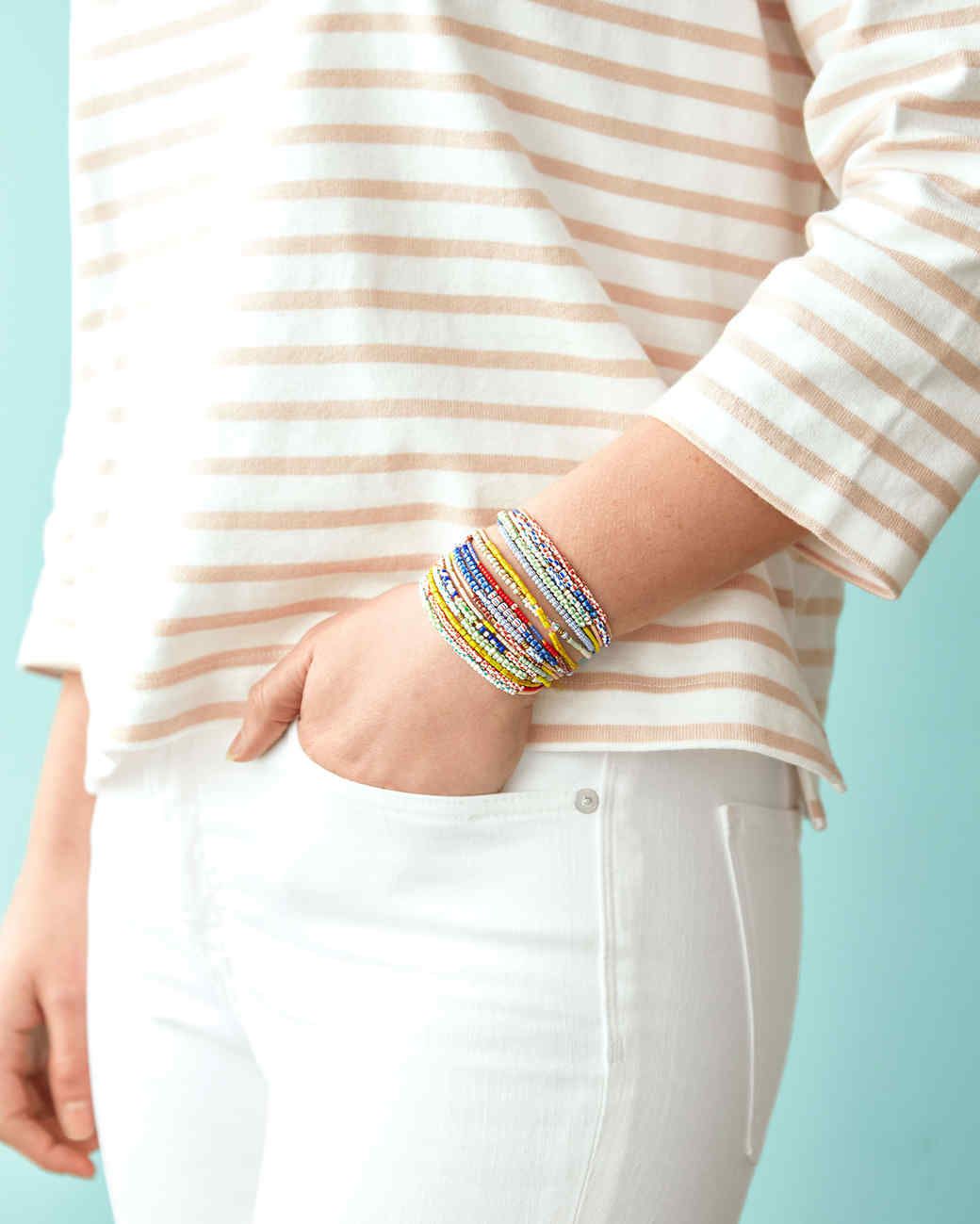 seed bead bracelets on figure