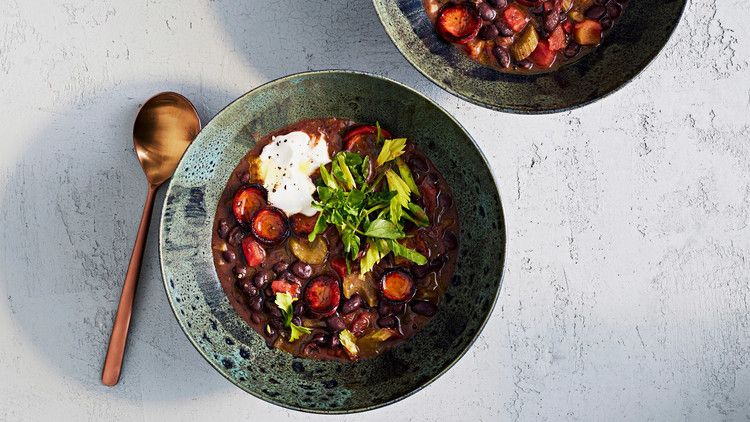 smoky black-bean soup with sausage