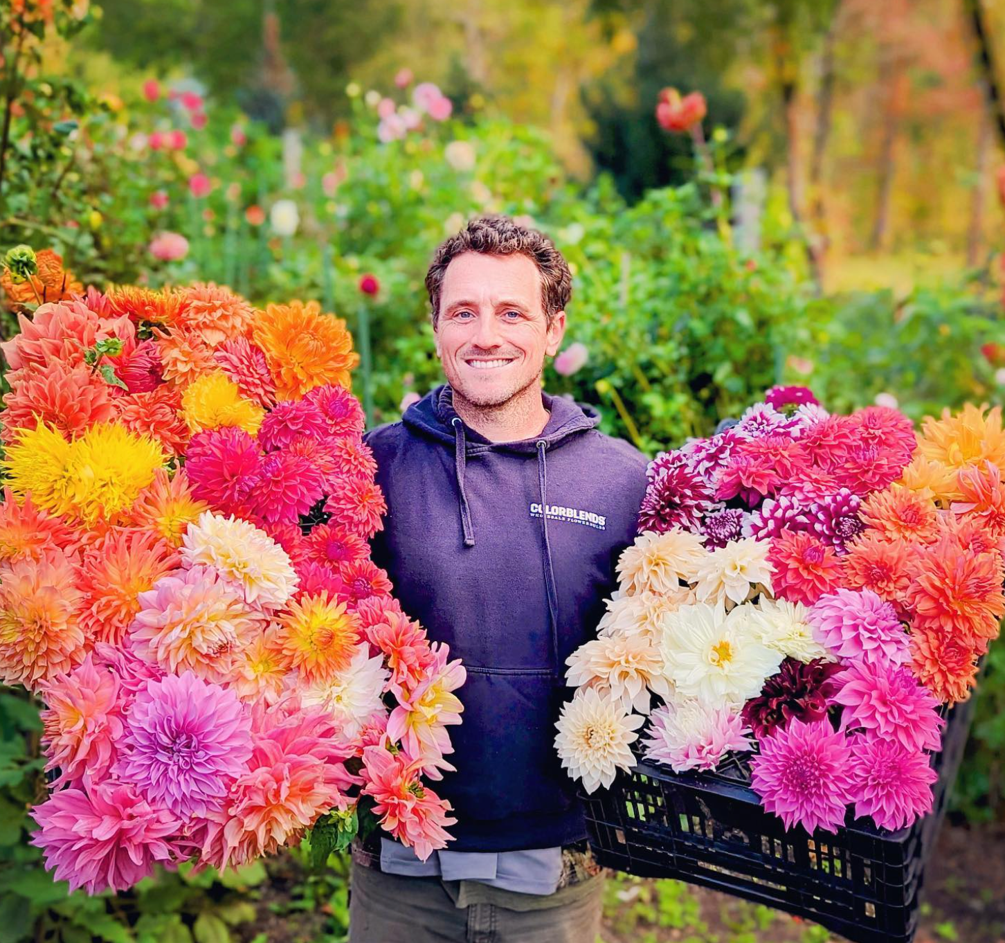 Ryan McCallister holding dahlias