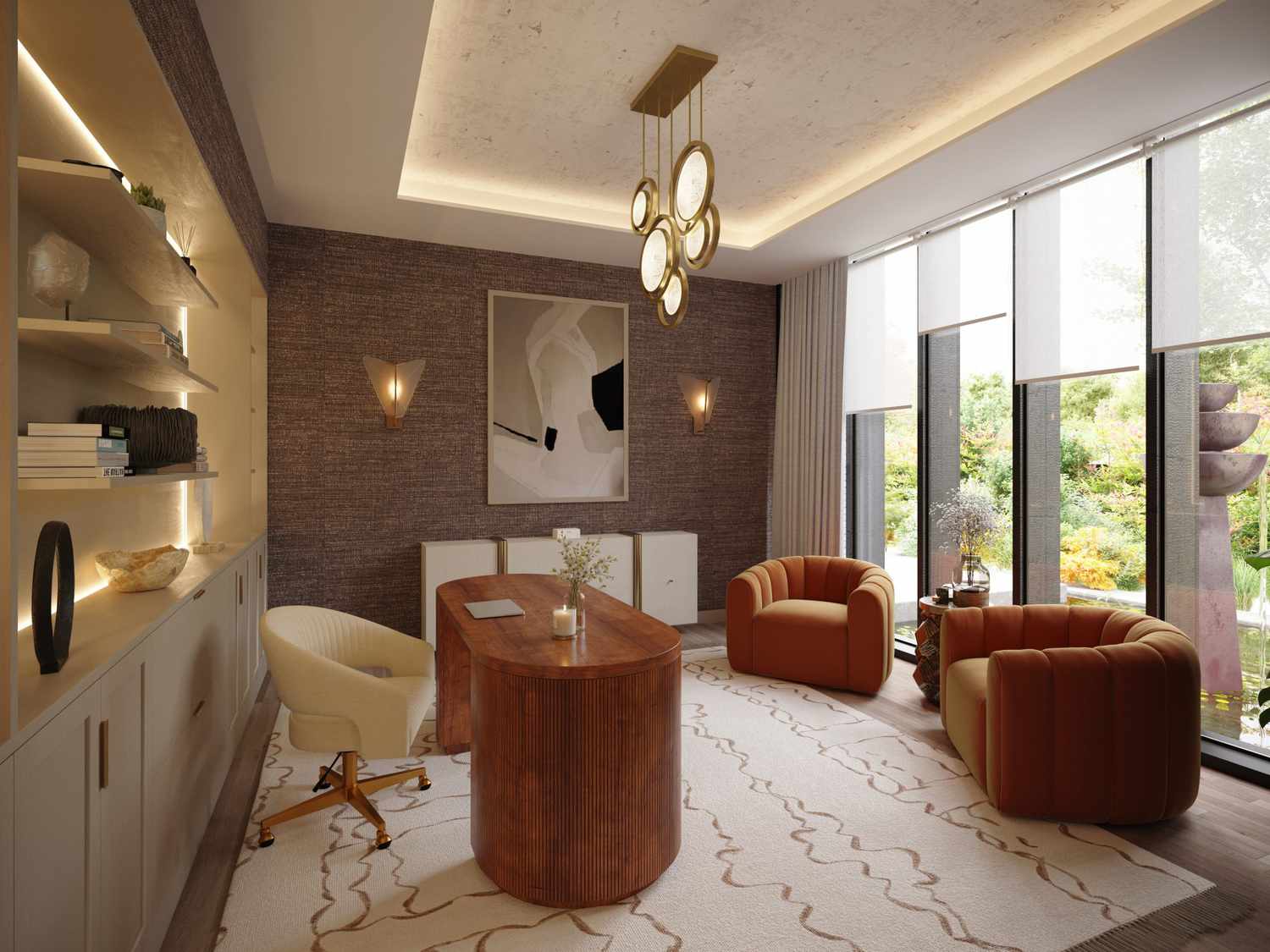 artistic hanging sculpture lamp in office