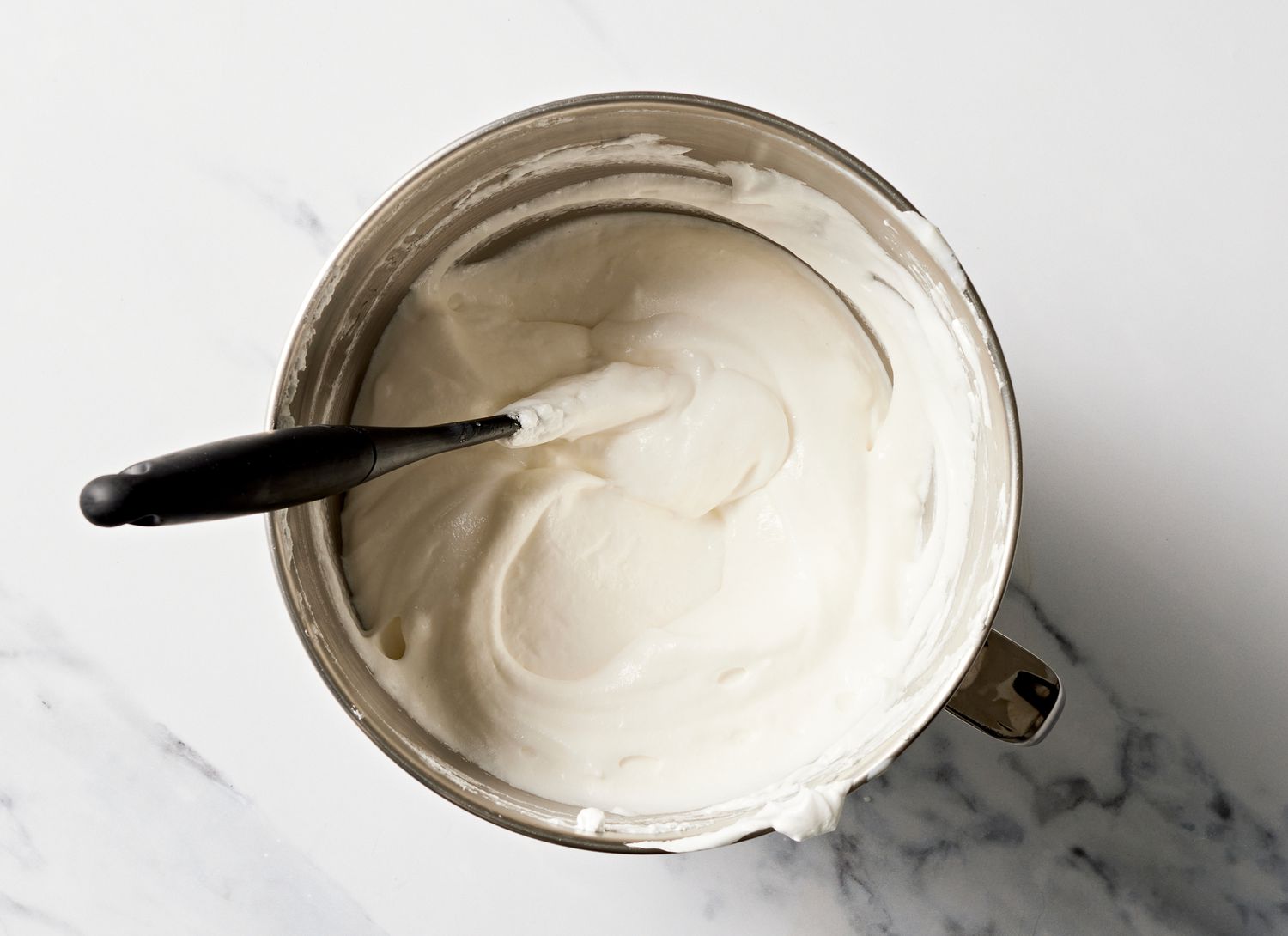 top view of white meringue and spatula