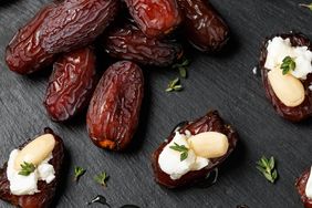 Stuffed Medjool dates with goat cheese, almonds and honey.