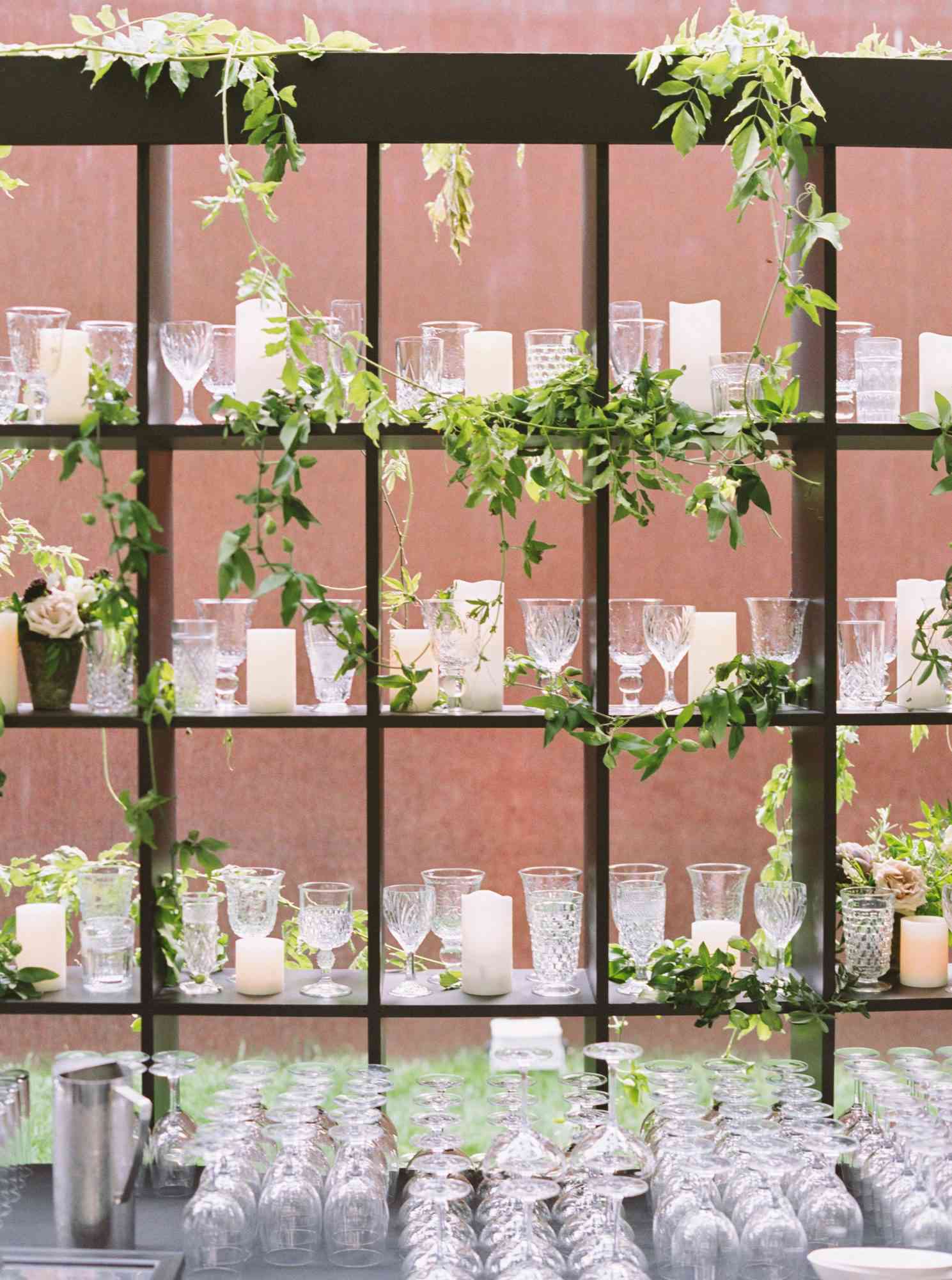 glassware and shelving