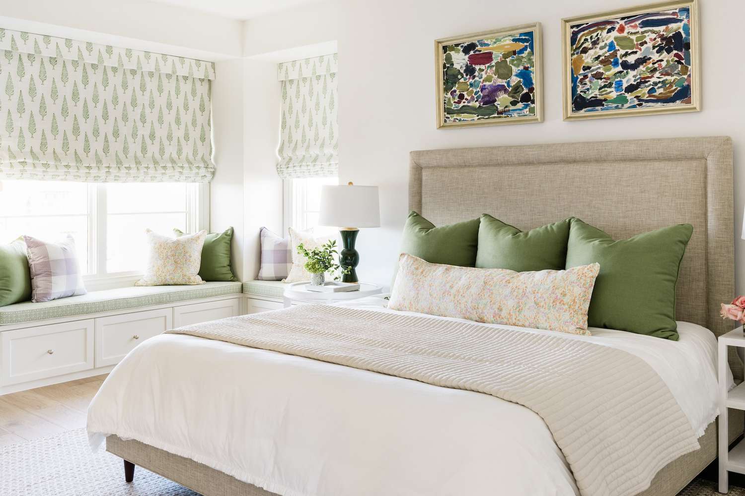 tiny green details bedroom