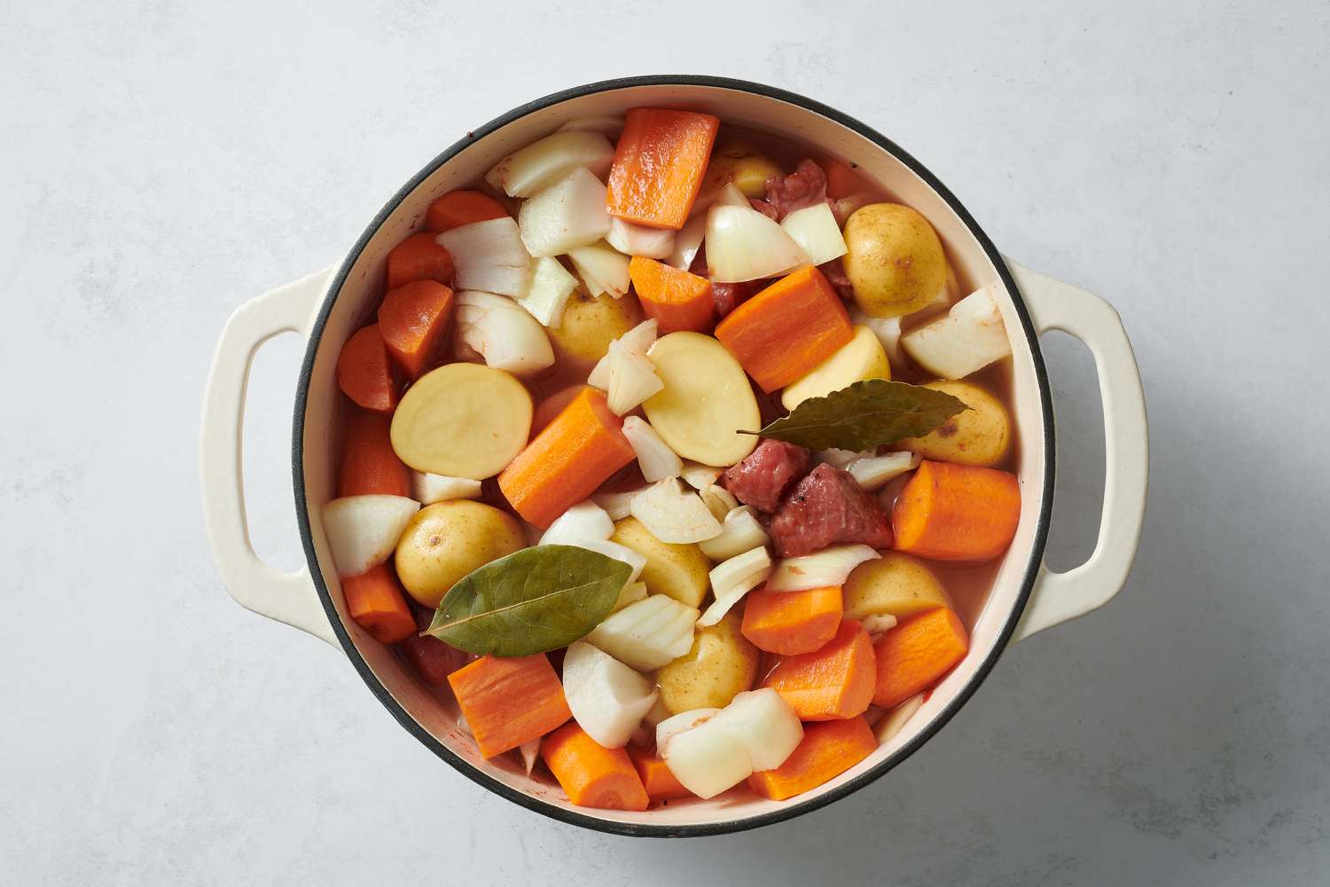 vegetables added to beef stew