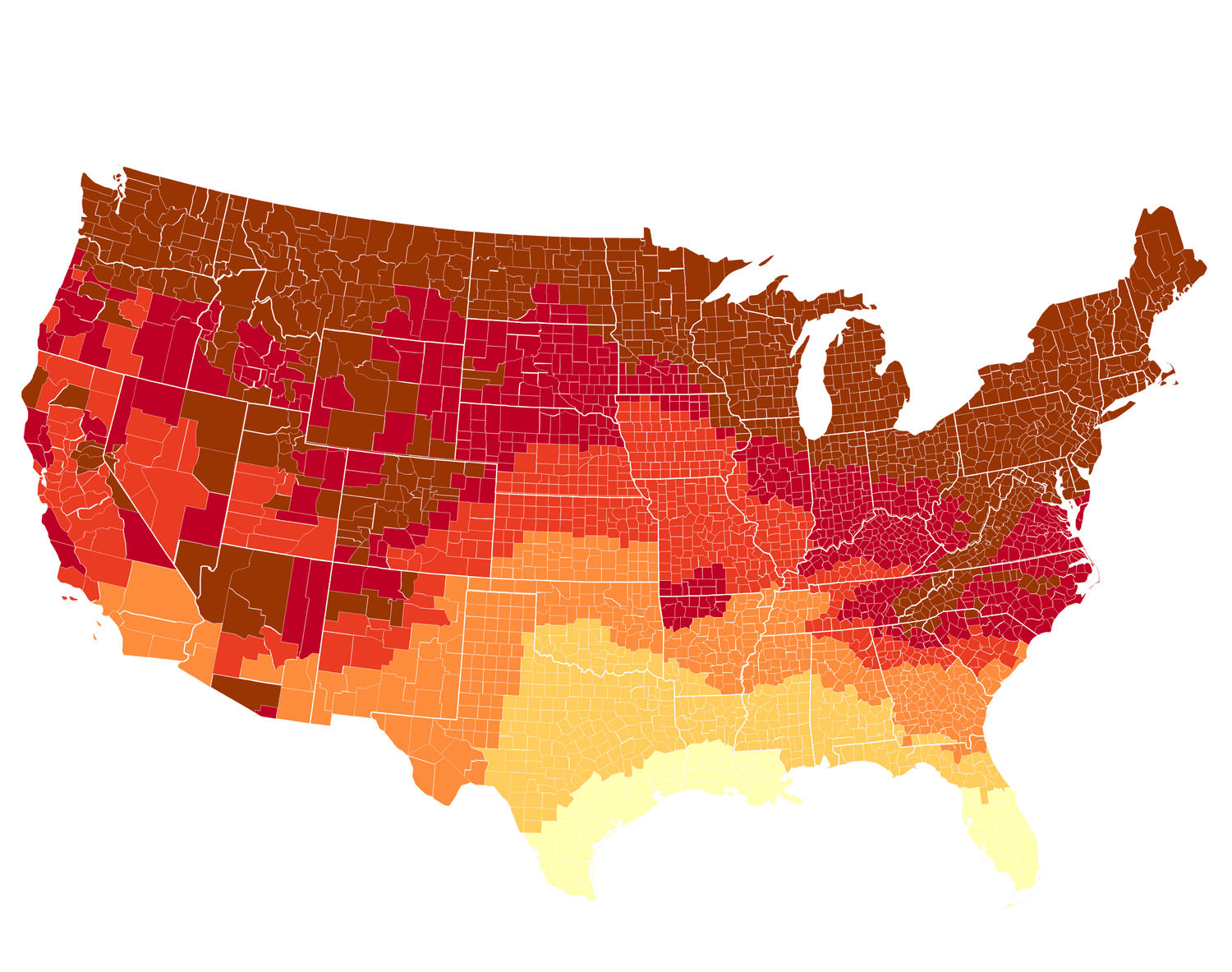 map of United States fall foliage peaks