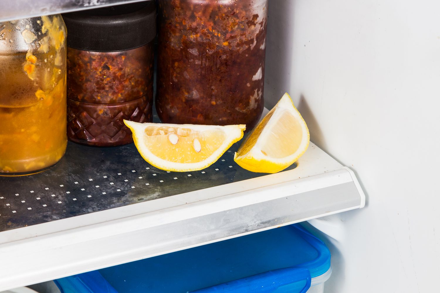 Lemon slices in the refrigerator