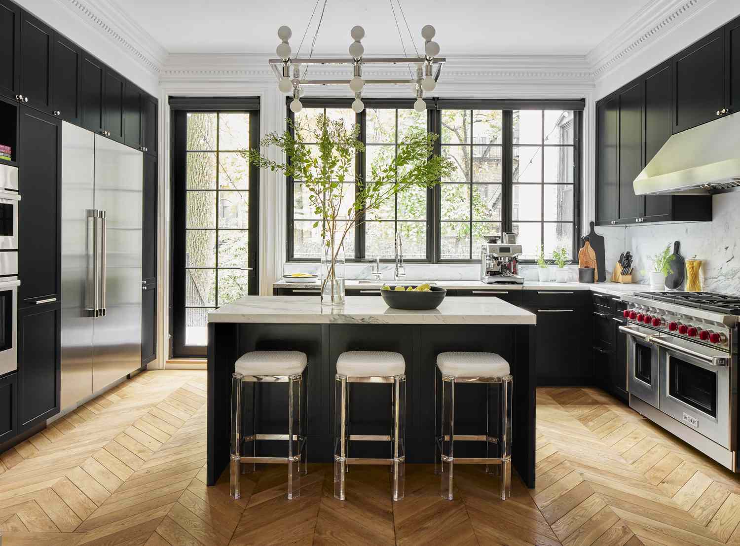 black and chrome kitchen