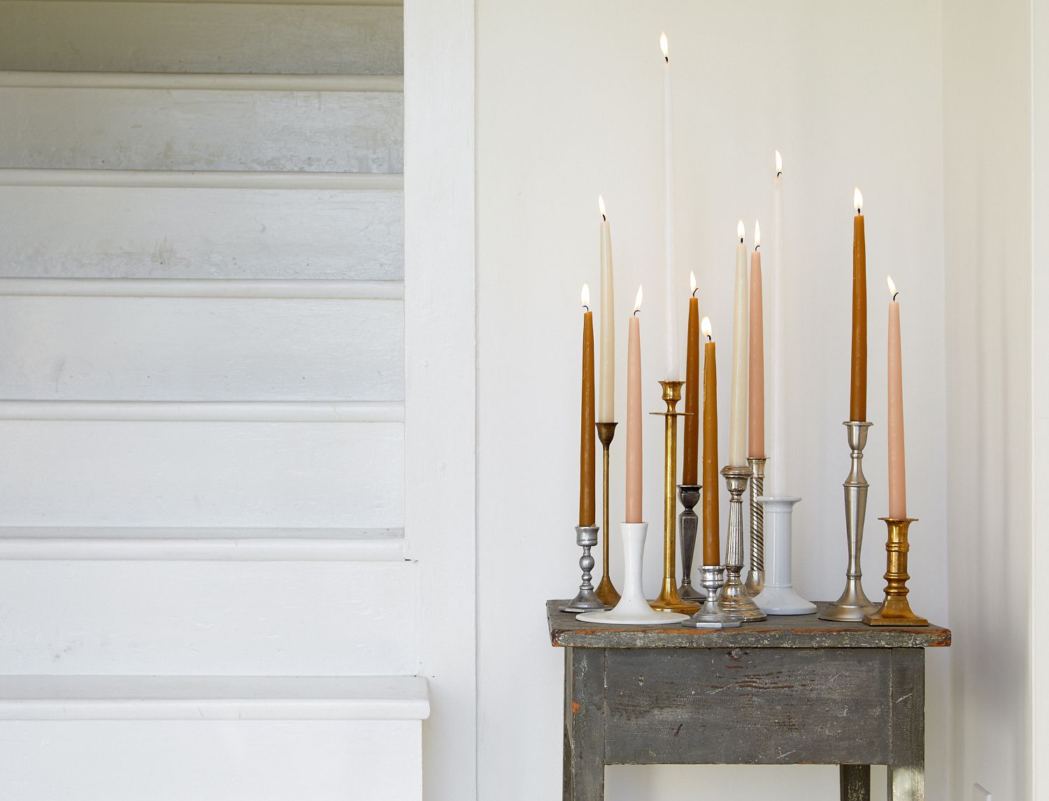 mismatched taper candles