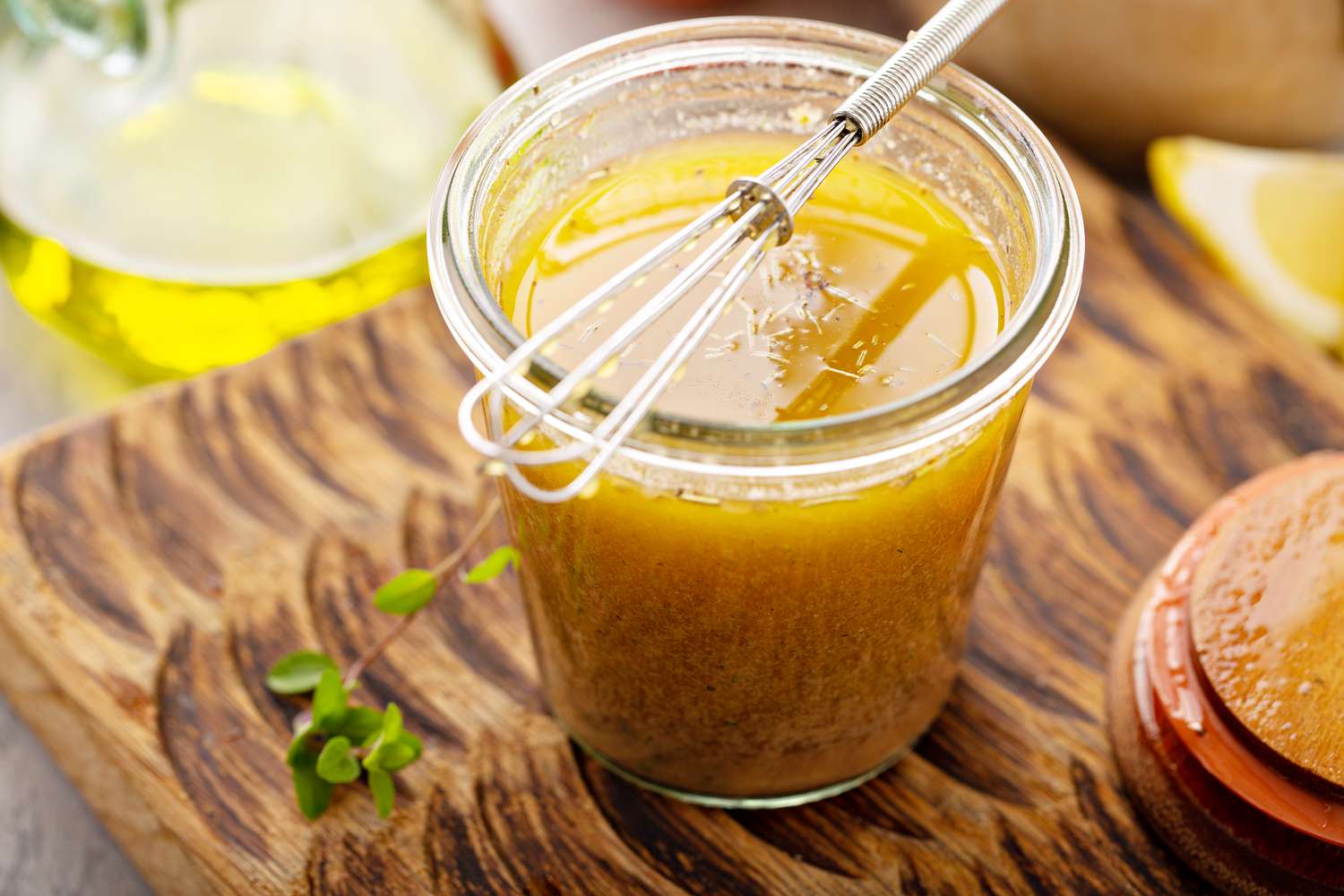 salad dressing in glass jar