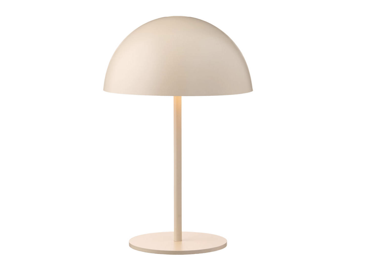 A modern domeshaped table lamp with a round base and central stem