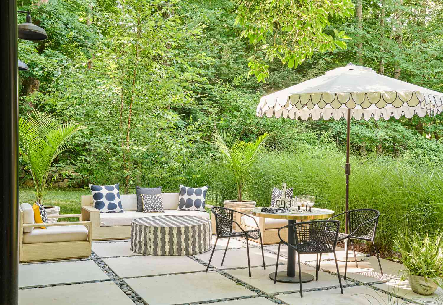 natural grass and large pavers with stones landscaping