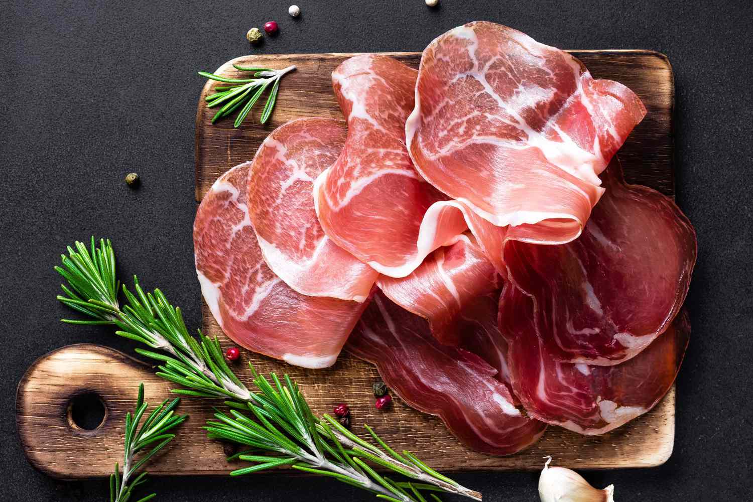 Proscuitto on cutting board
