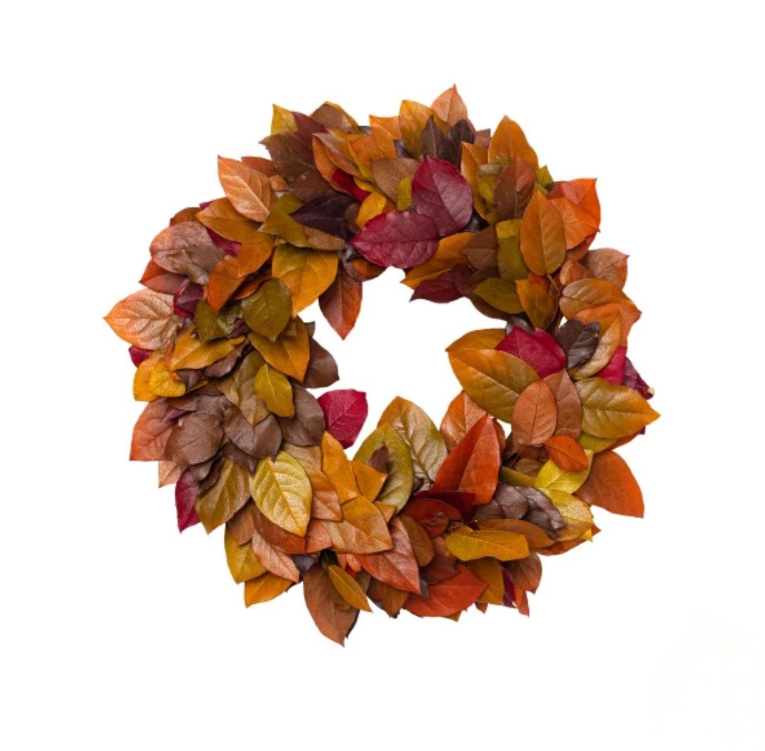 A wreath made of autumn leaves