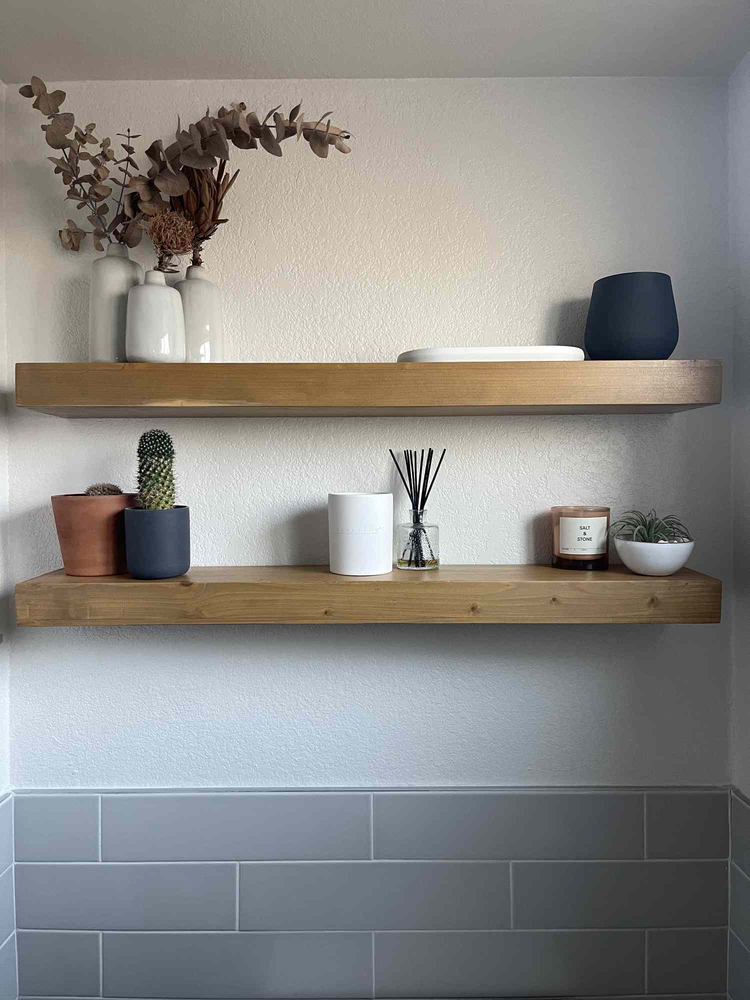 warm wood shelves