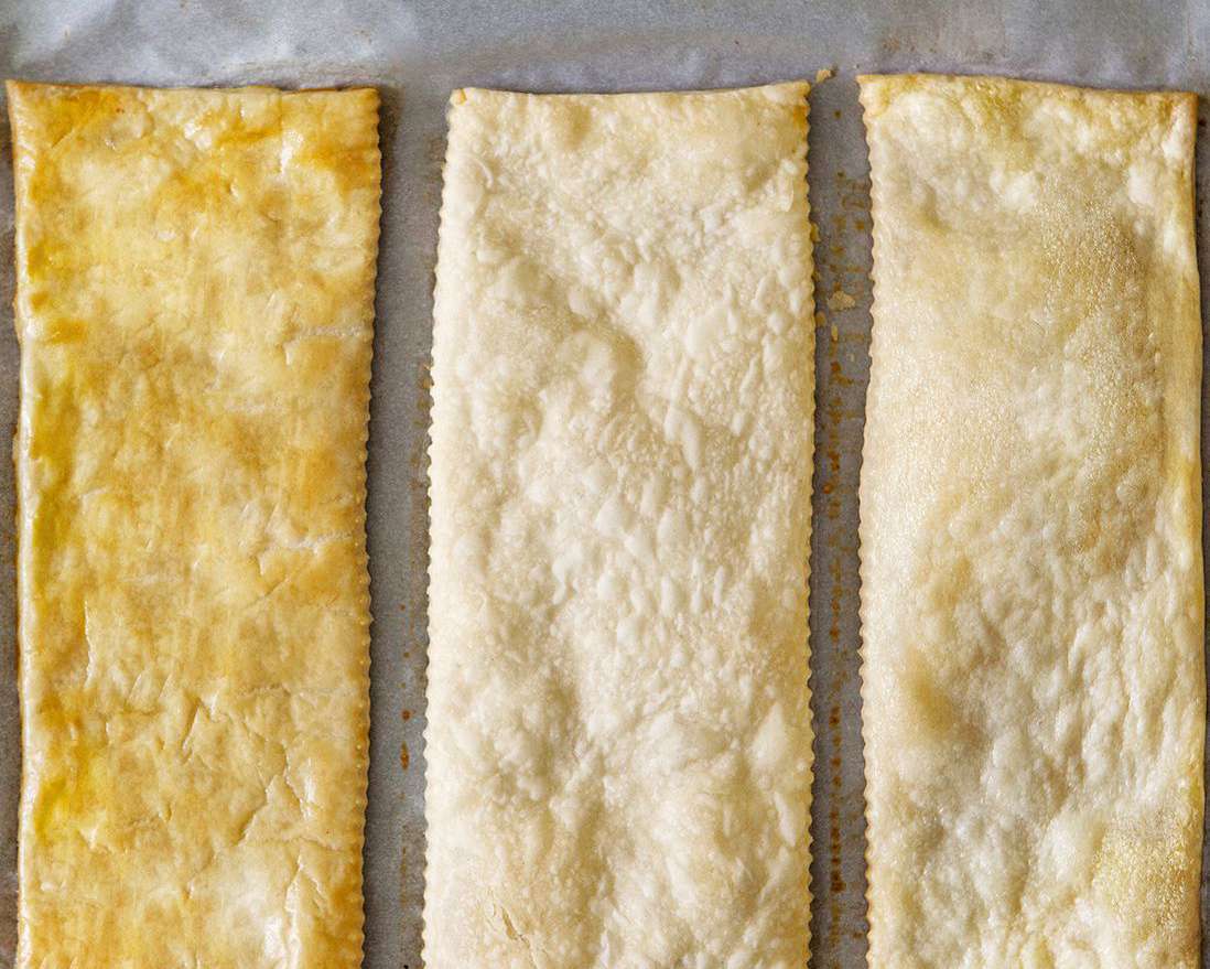 strips of pie dough baked