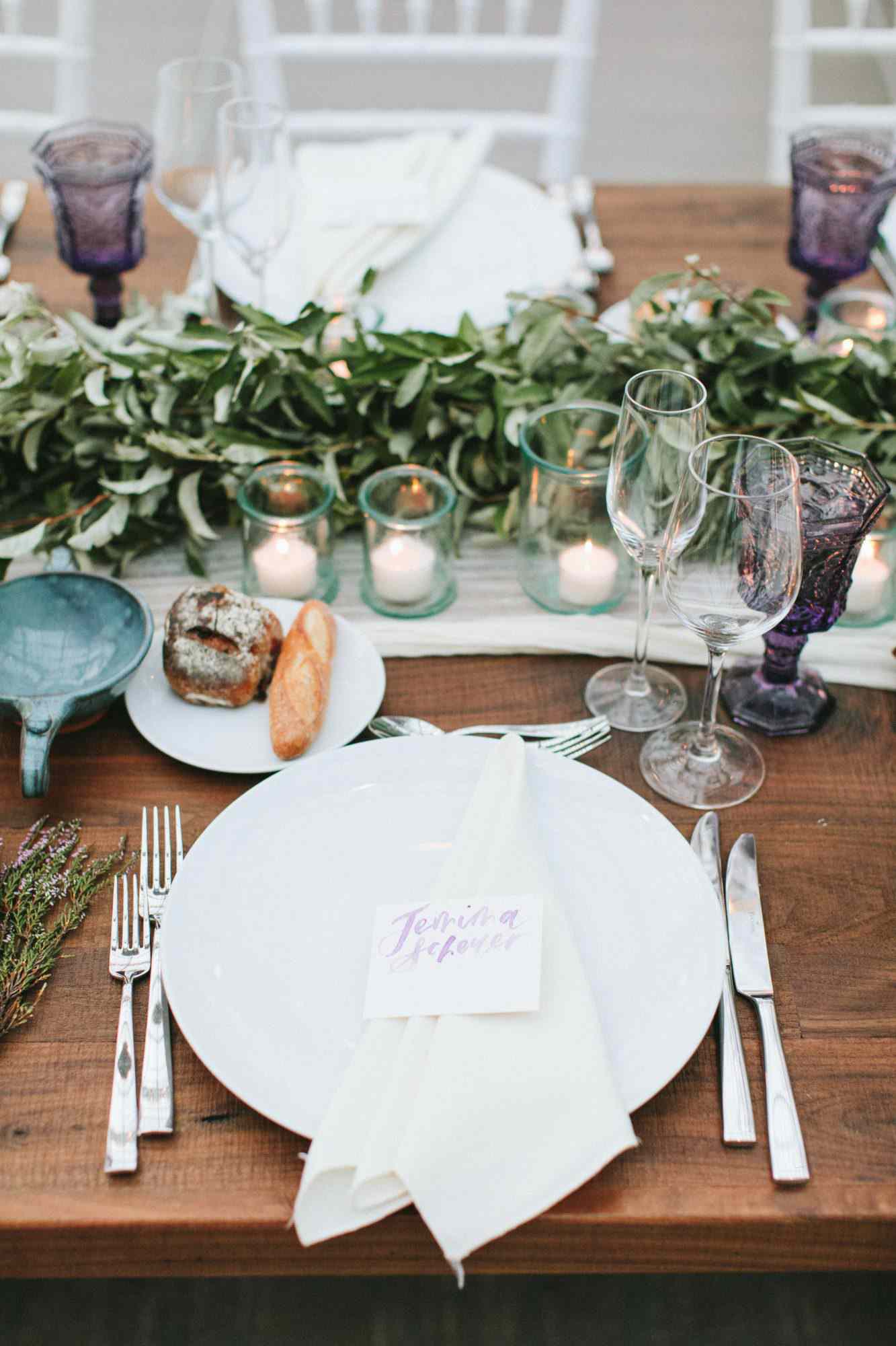 place setting with side plate of bread