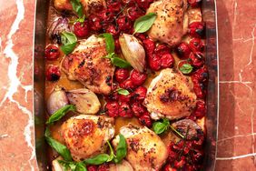 roasted chicken thighs with cherry tomatoes and pernod recipe