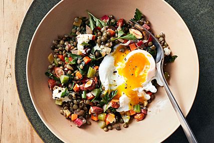 humble beginnings warm lentil salad eggs
