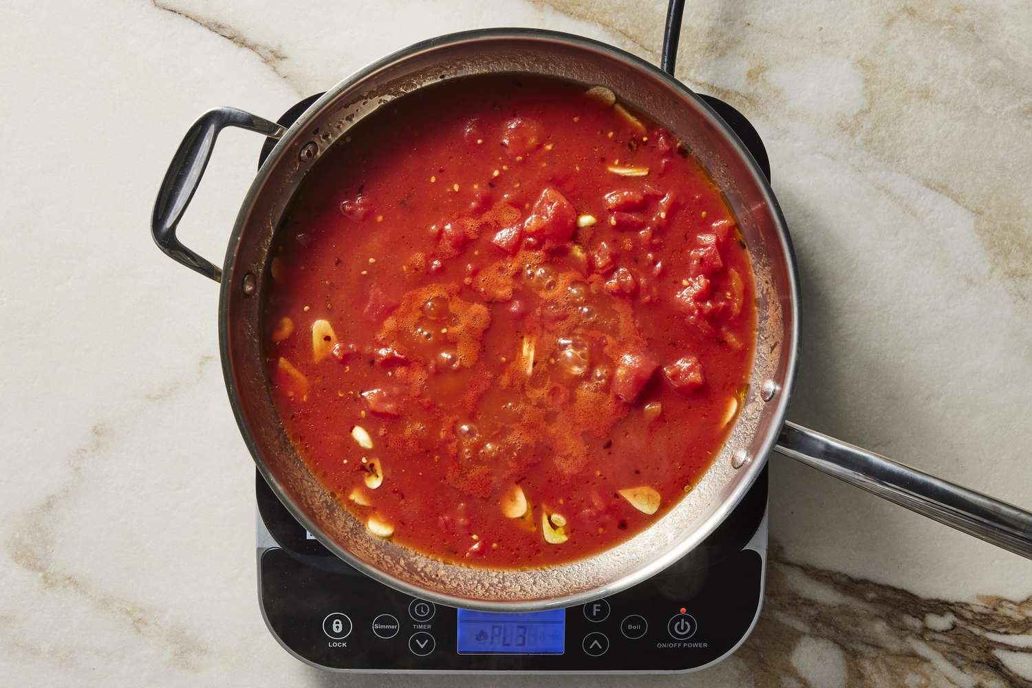 Arrabbiata sauce in pan