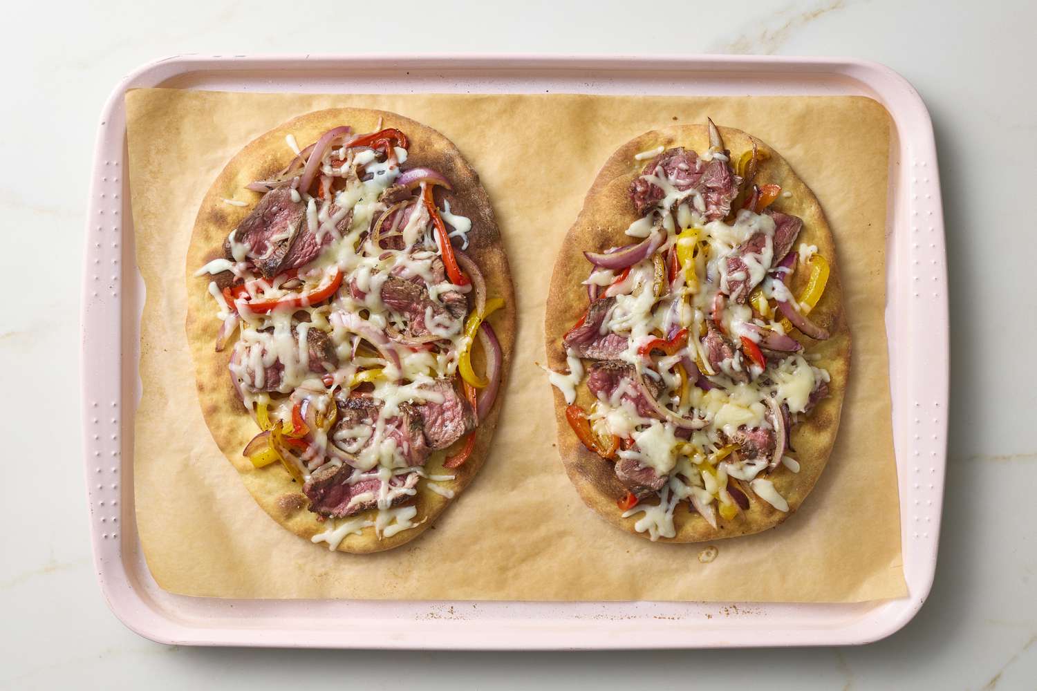 Steak pizza with Peppers and Onion