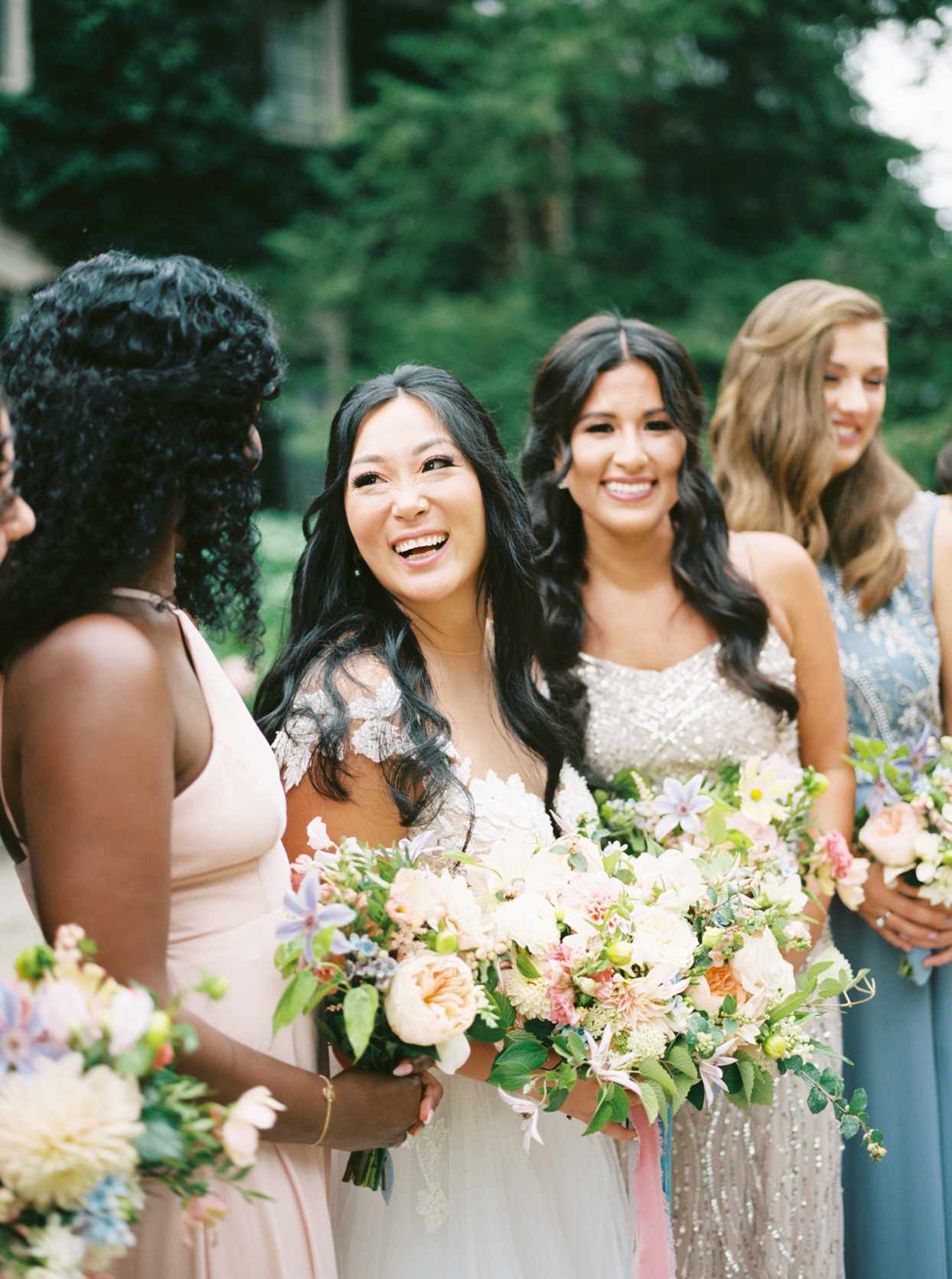 bride with bridesmaids