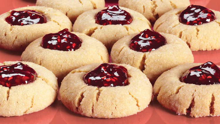Peanut Butter and Jelly Thumbprint cookies