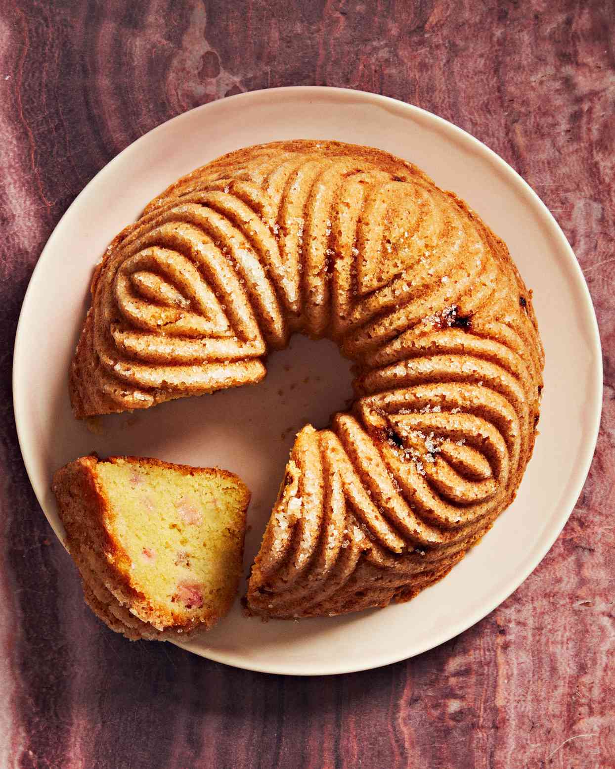 Lemon Rhubarb OliveOil Bundt Cake