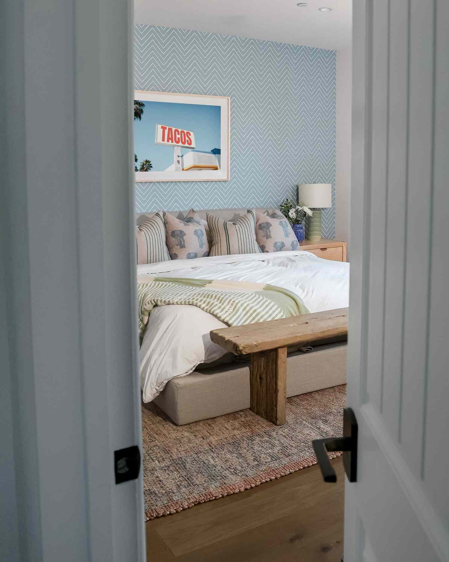 A wallpaper in a bedroom