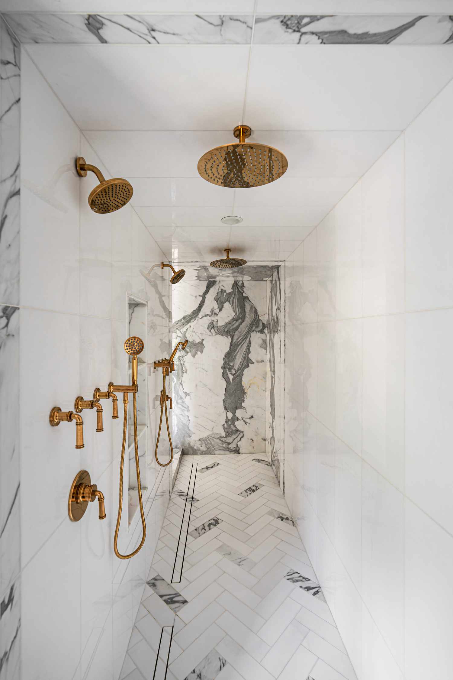 white marble shower 