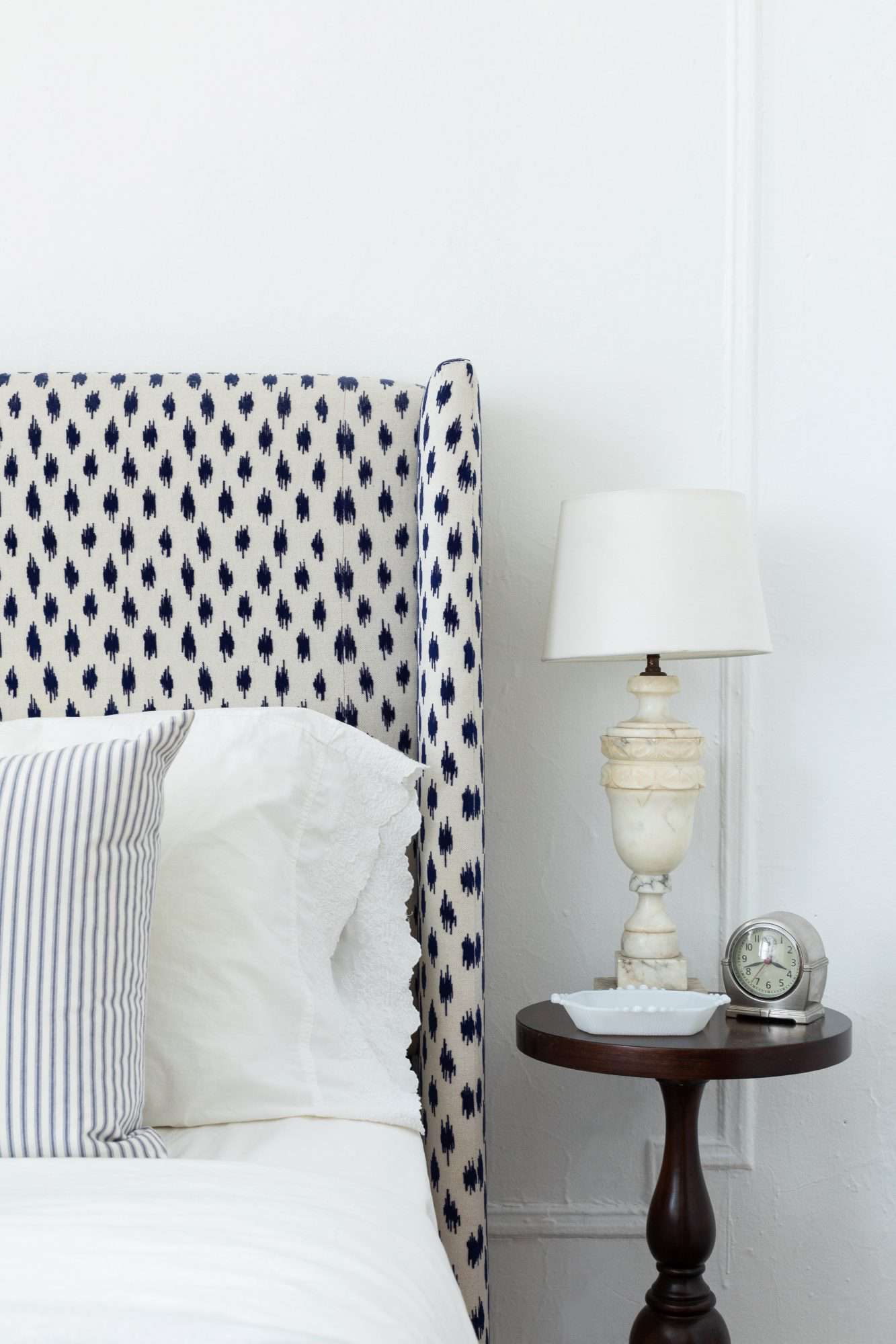 vintage Italian alabaster lamp on a bedside table