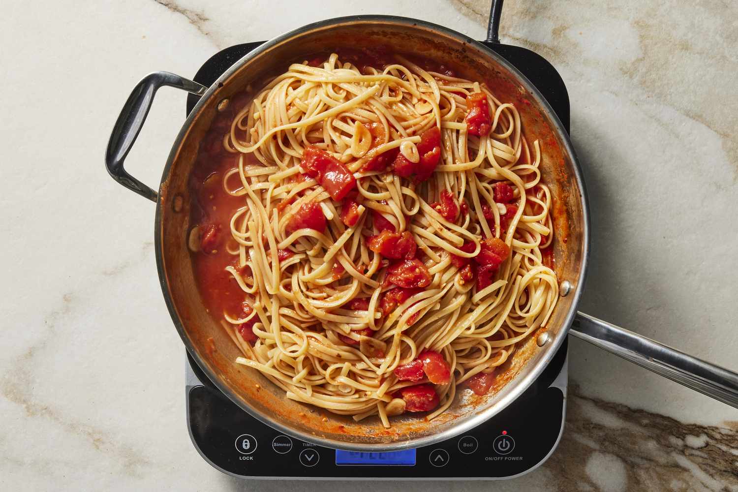Arrabbiata sauce in pan