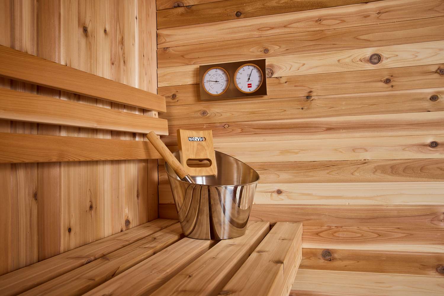 home sauna wood panel